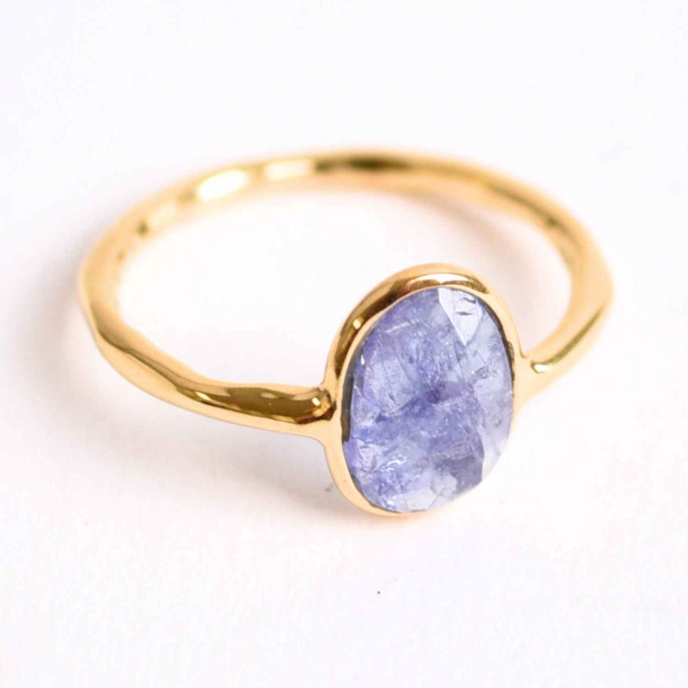 Inel cu Tanzanit Fatetat din Argint 925 placat cu Aur de 18K 1.53 gr M53/6.5 – Claritate Mentala si Activare Spirituala [1]