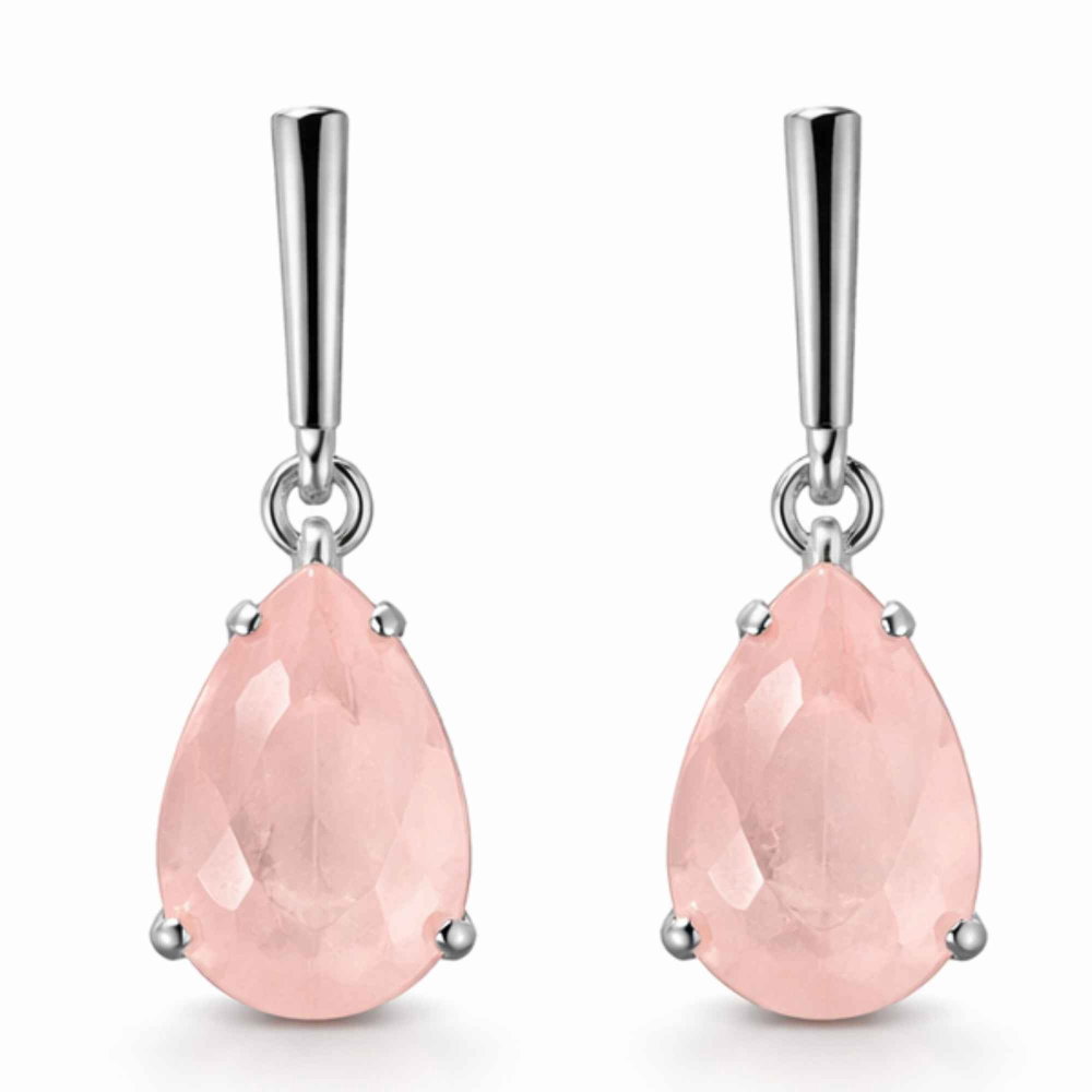 Cercei Argint 925 cu Cuart Roz Lacrima – Iubire si Echilibru Emotional [1]