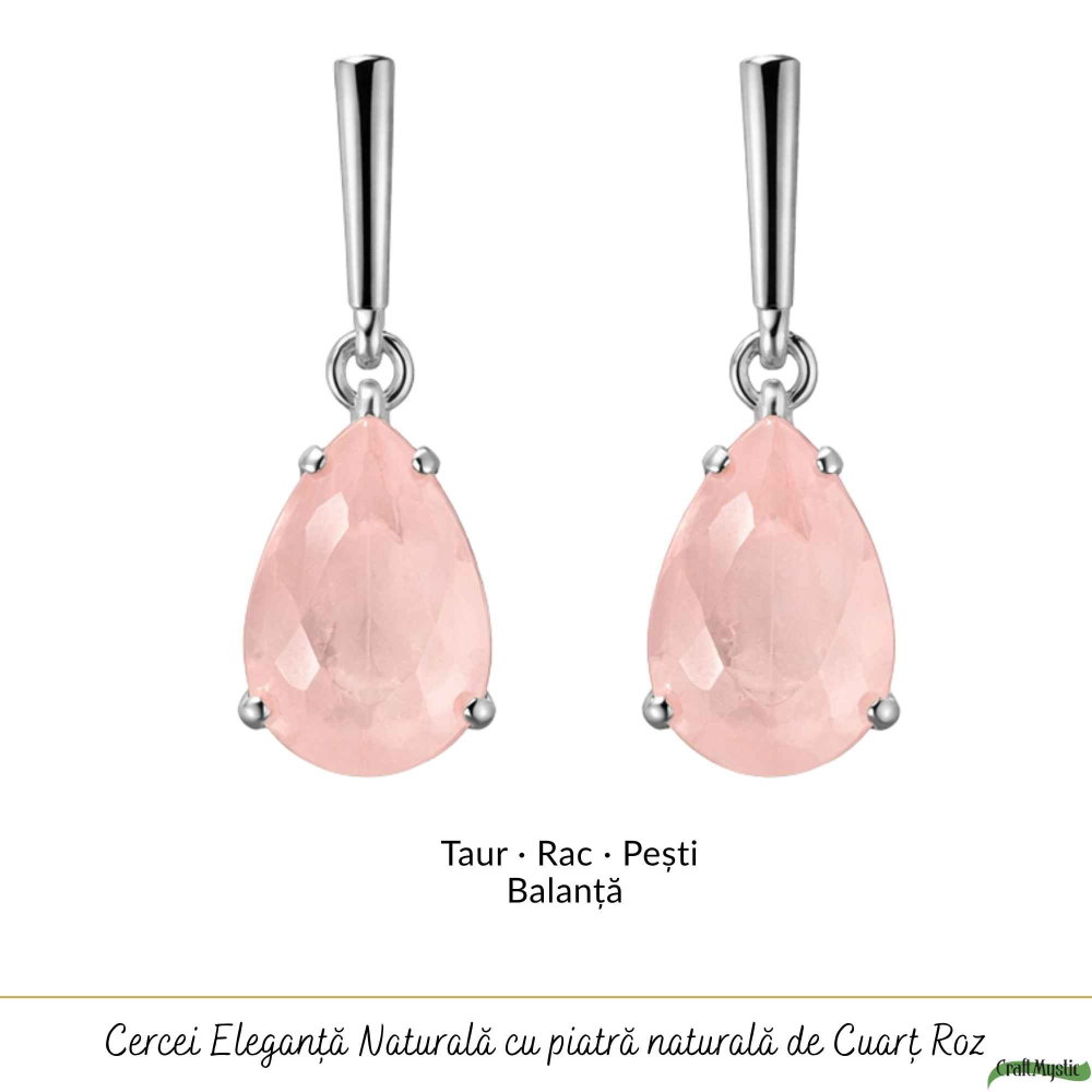 Cercei Argint 925 cu Cuart Roz Lacrima – Iubire si Echilibru Emotional [5]