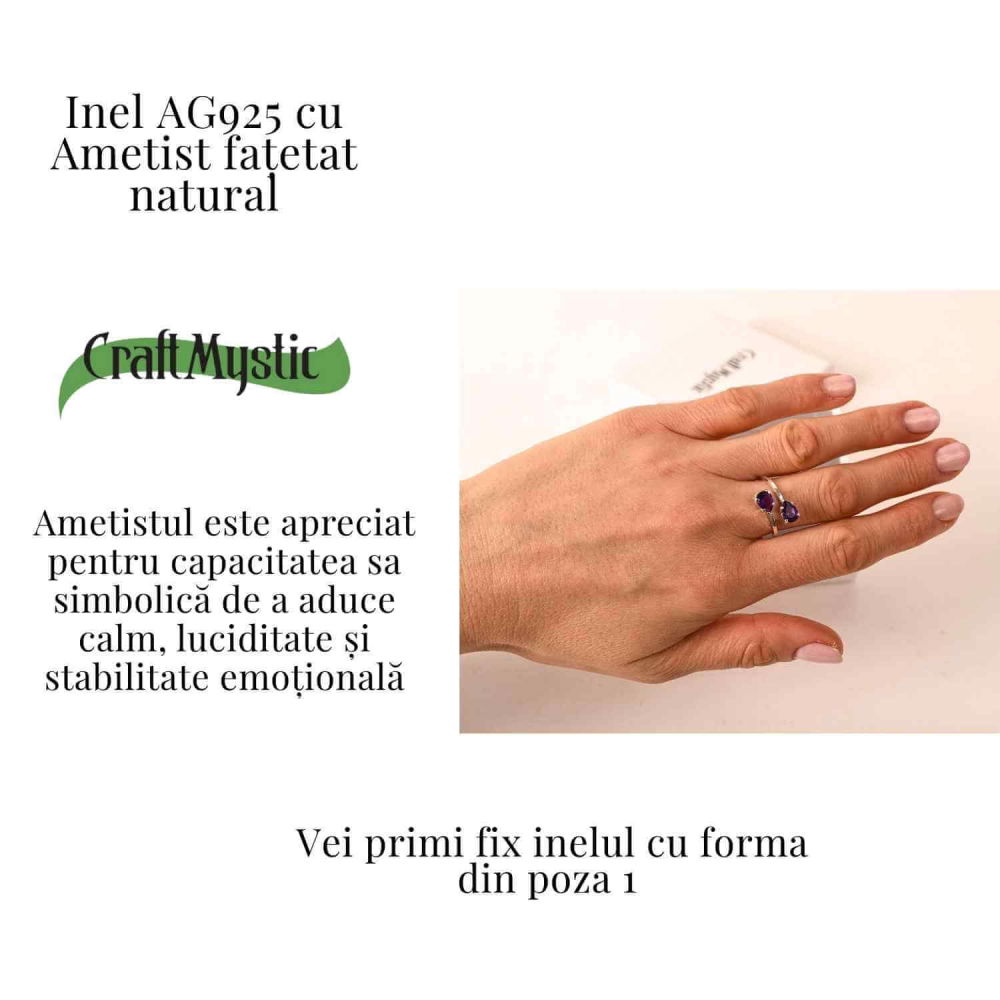 Inel din argint 925 cu dublu ametist, pentru liniste si concentrare [3]