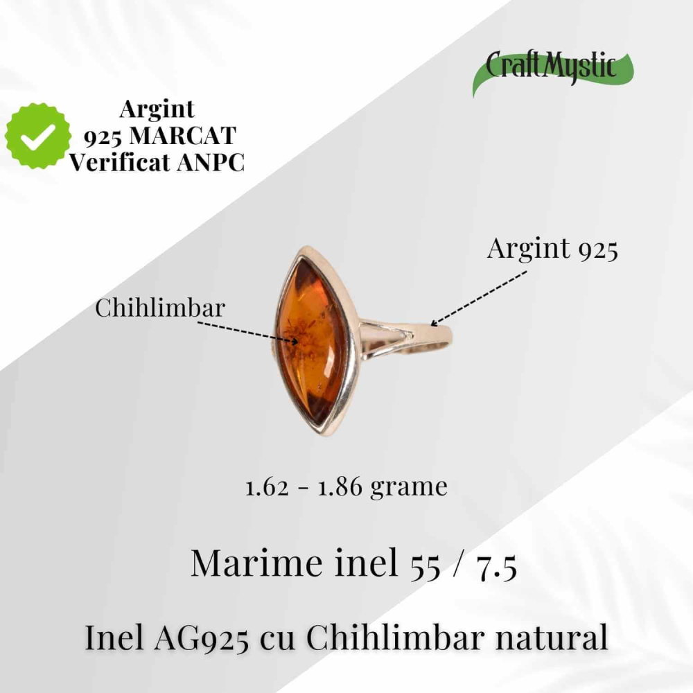Inel cu Chihlimbar Natural in Montura de Argint 925 – Calmitate si Lumina [4]