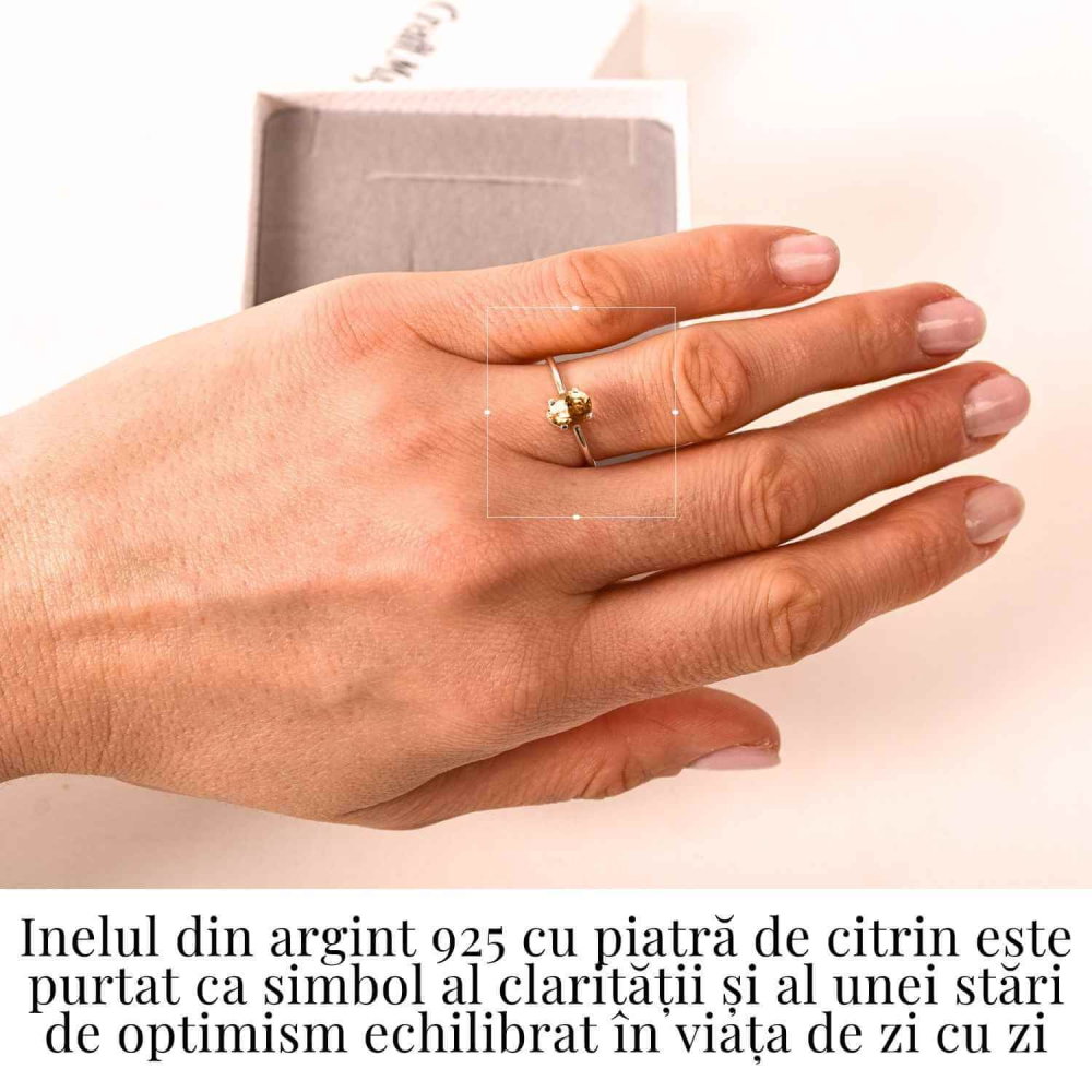 Inel din argint 925 cu citrin fatetat, o bijuterie care aduce lumina si claritate in ritmul zilnic [2]