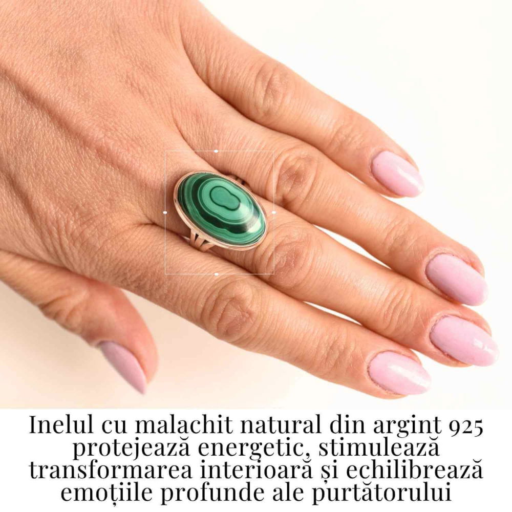 Inel din Argint 925 cu Malachit Natural 7.23 gr M52/6– Protectie Energetica si Echilibru Emotional in Fiecare Zi [2]