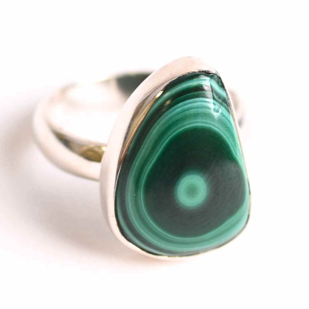 Inel din Argint 925 cu Malachit Natural 5.20 gr M51/5.5–Protectie Energetica si Transformare Interioara [1]