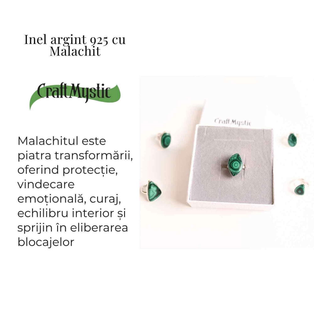 Inel din Argint 925 cu Malachit Natural 7.23 gr M52/6– Protectie Energetica si Echilibru Emotional in Fiecare Zi [3]