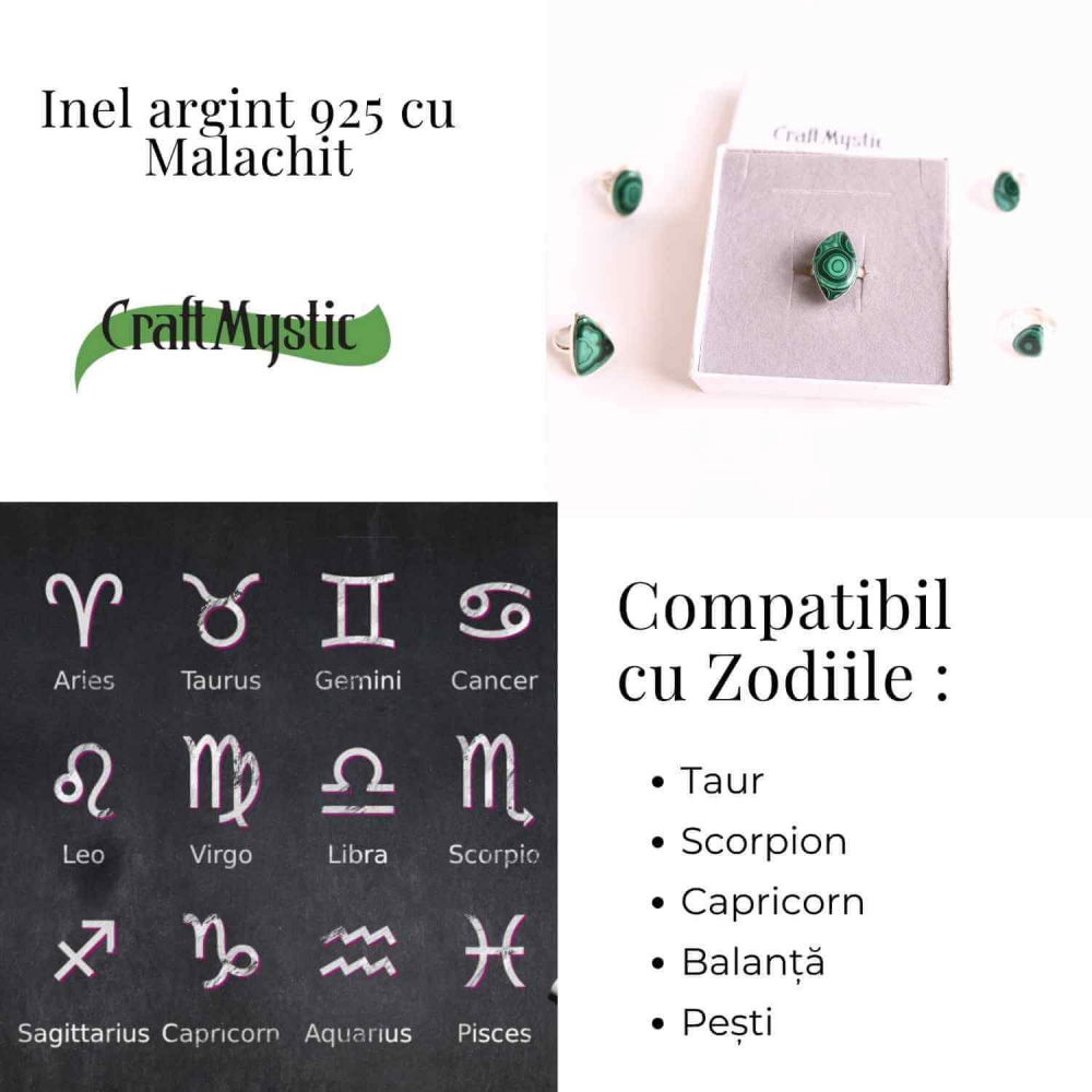 Inel din Argint 925 cu Malachit Natural 7.23 gr M52/6– Protectie Energetica si Echilibru Emotional in Fiecare Zi [4]