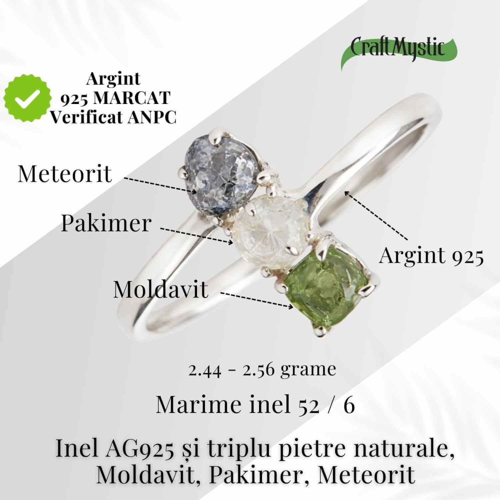 Inel din Argint 925 cu Moldavit, Pakimer si Meteorit - Conexiune si claritate [4]