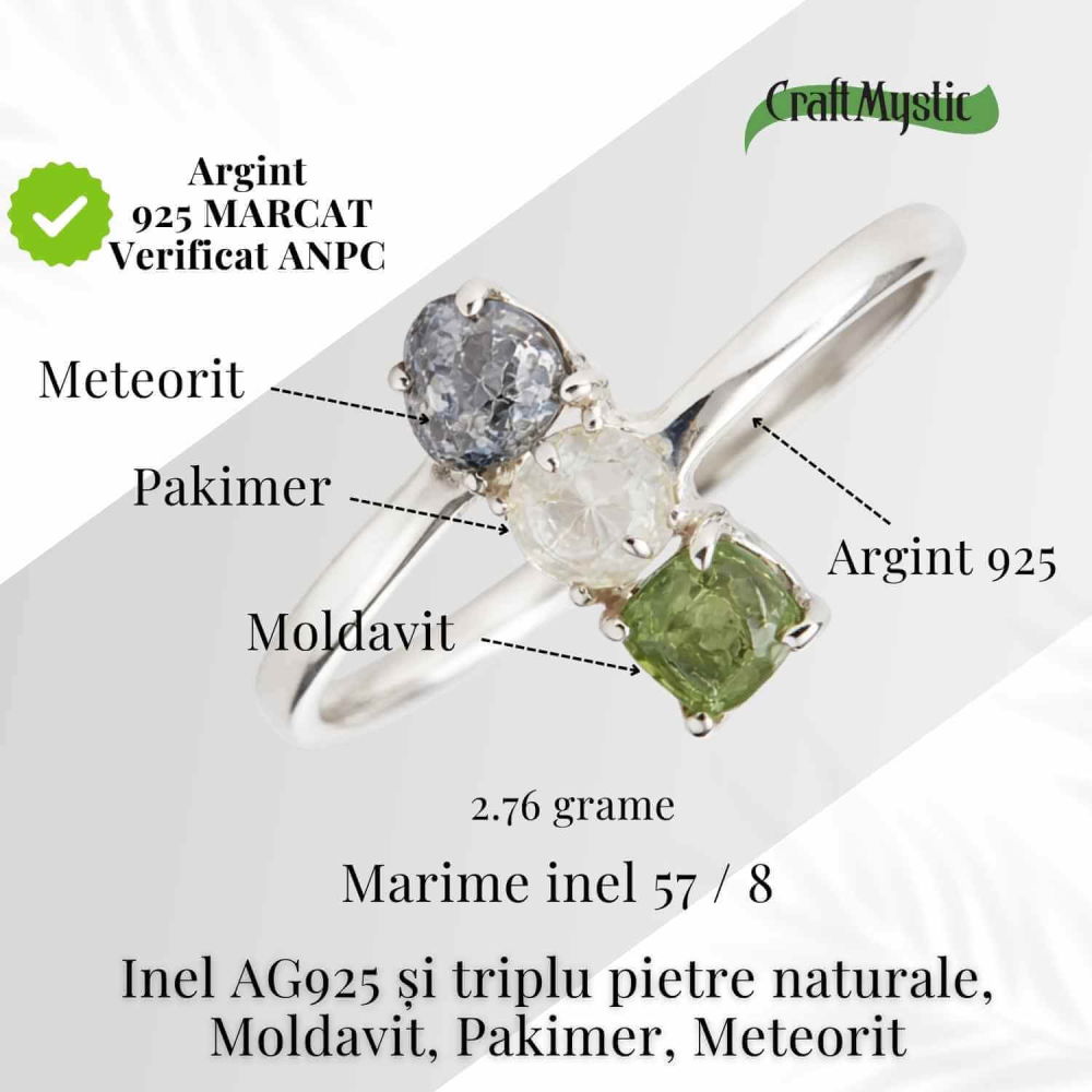 Inel din Argint 925 cu Moldavit, Pakimer si Meteorit - Conexiune si claritate [5]