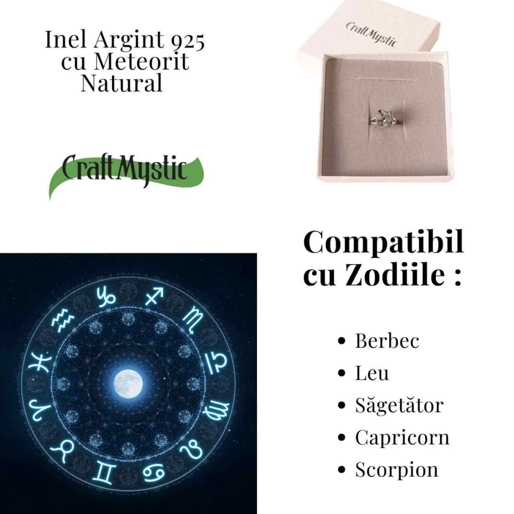 Inel Argint 925 cu Meteorit Brut Natural – Energie Cosmica si Forta Interioara [4]