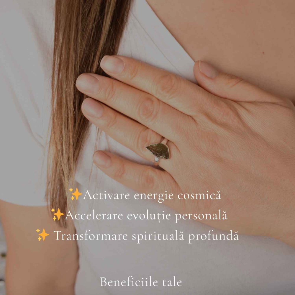 Inel Argint 925 cu Moldavit Autentic, M8/56 – Talisman pentru Crestere Spirituala si Protectie [3]