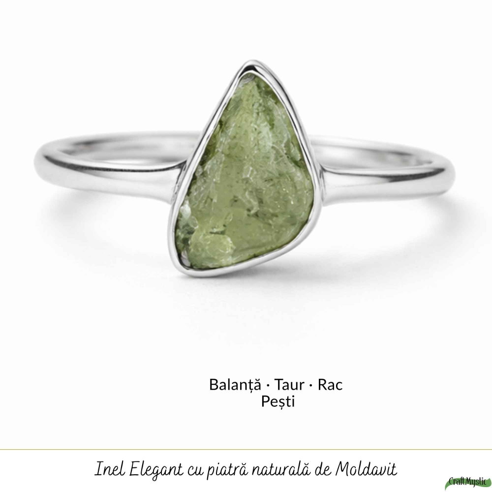 Inel Argint 925 cu Moldavit Autentic, M8/56 – Talisman pentru Crestere Spirituala si Protectie [5]