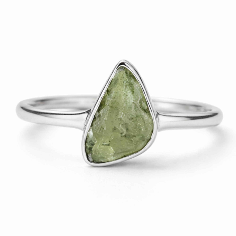 Inel Argint 925 cu Moldavit Autentic, M8/56 – Talisman pentru Crestere Spirituala si Protectie [1]