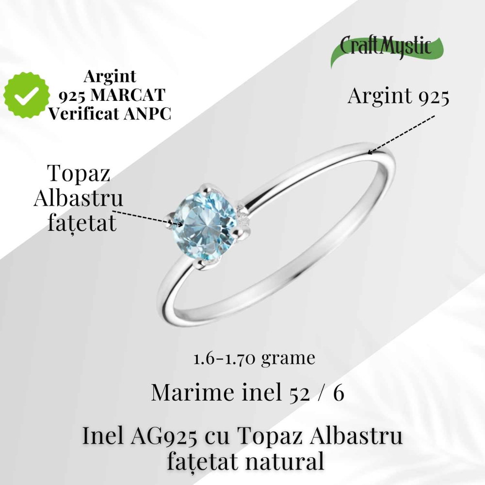 Inel din Argint 925 cu Topaz Albastru Fatetat – Claritate si Calm Interior [5]