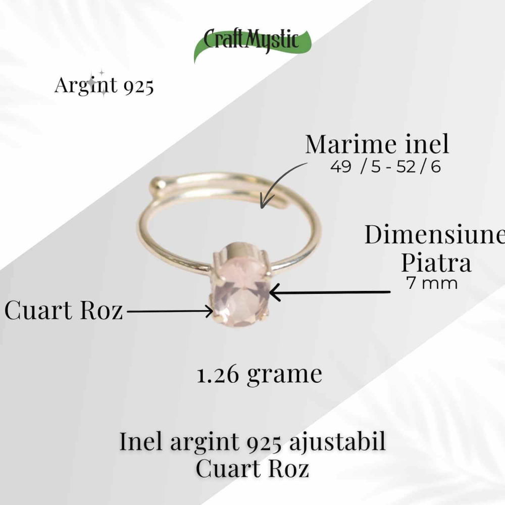 Inel din Argint 925 cu Cuart Roz – Iubire Interioara si Armonie Emotionala [4]