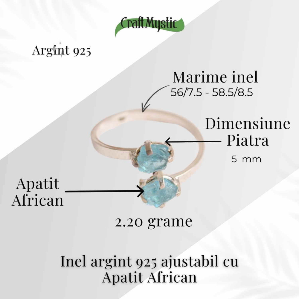 Inel Argint 925 cu Apatit African Dublu – Claritate si Comunicare Autentica [4]