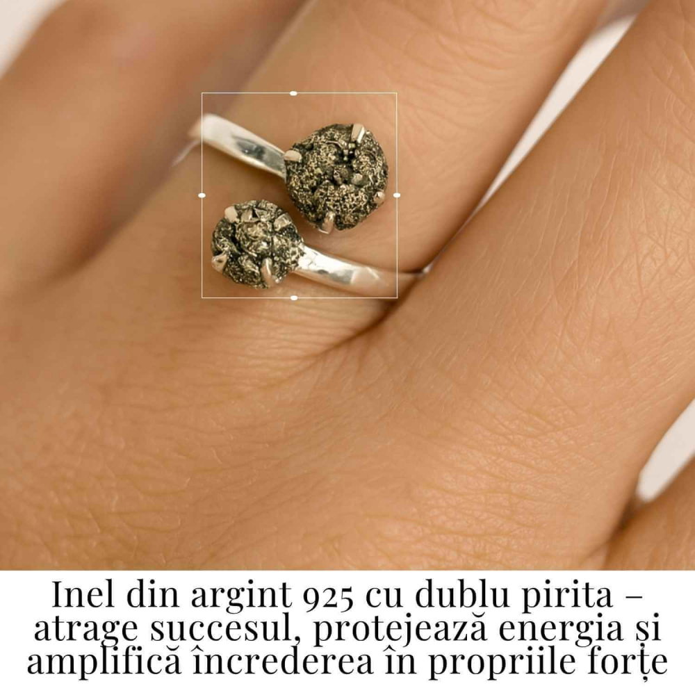 Inel Argint 925 cu Dublu Pirita – Protectie si Incredere Interioara [2]