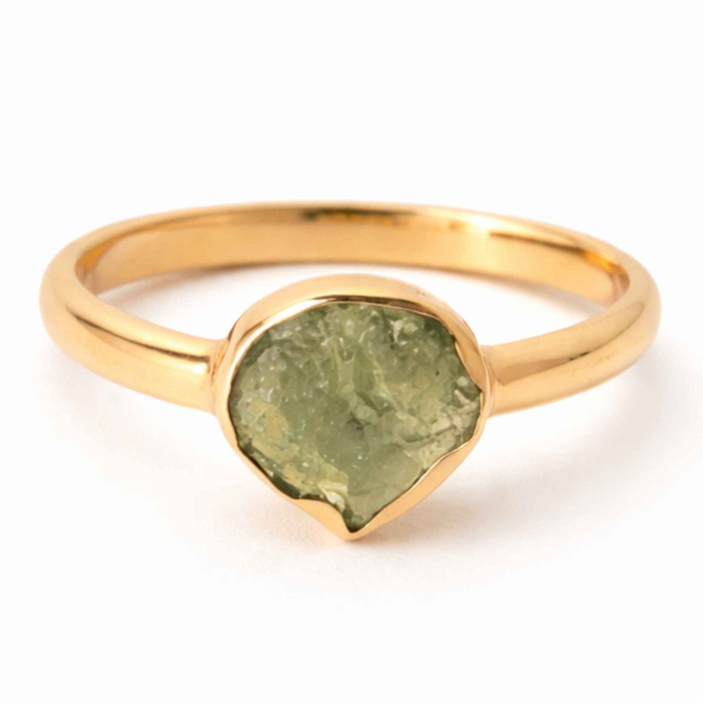 Inel Argint 925 Placat cu Aur 18K cu Moldavit Natural M8/56 – Energie si Transformare Spirituala [1]