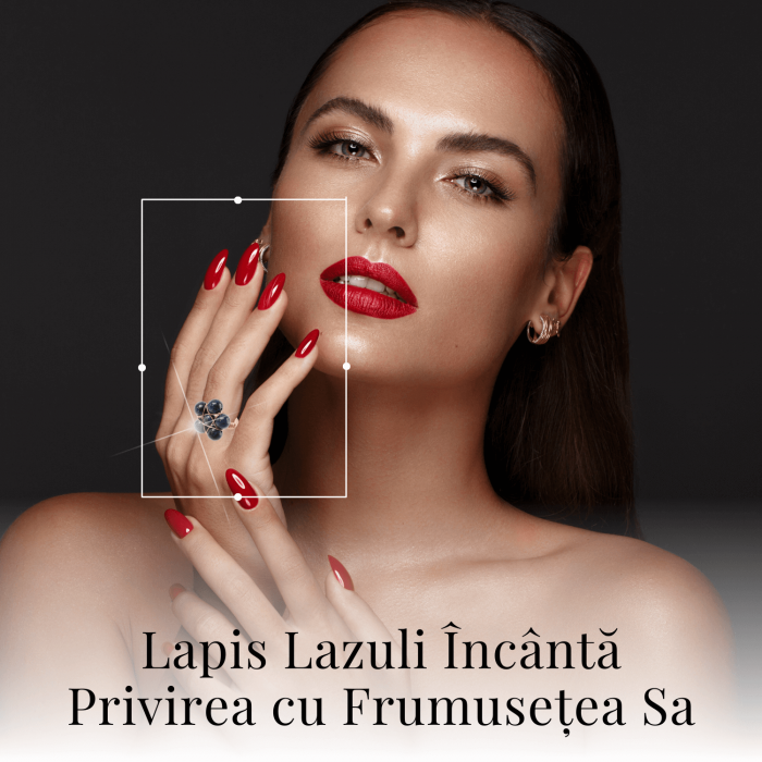 Inel Elegant in Forma de Floare cu Model Auriu si Lapis Lazuli Natural [7]