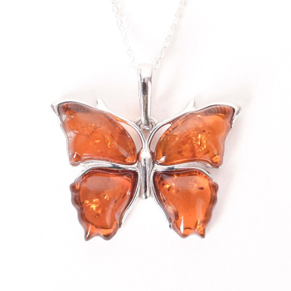 Colier argint 925 cu fluture si chihlimbar natural – Energie solara si vitalitate [1]