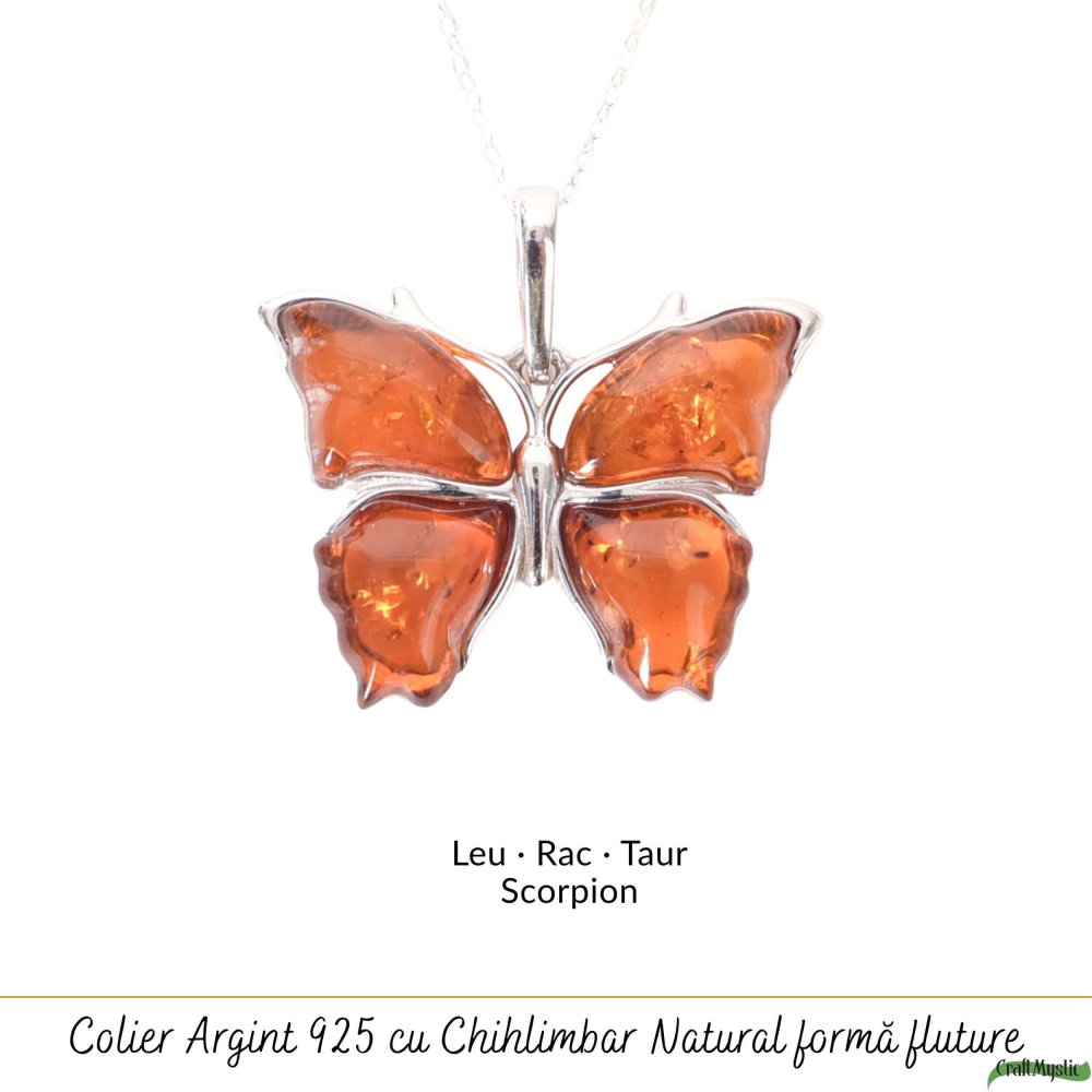 Colier argint 925 cu fluture si chihlimbar natural – Energie solara si vitalitate [5]
