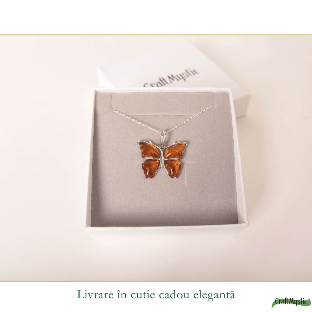 Colier argint 925 cu fluture si chihlimbar natural – Energie solara si vitalitate [6]