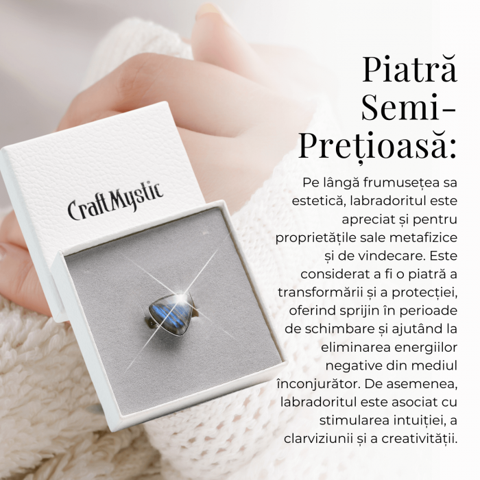 Inel ajustabil cu piInel Argintiu Reglabil cu Labradorit - Transformare si Protectie Spiritualaatra naturala cluster Ametist [9]