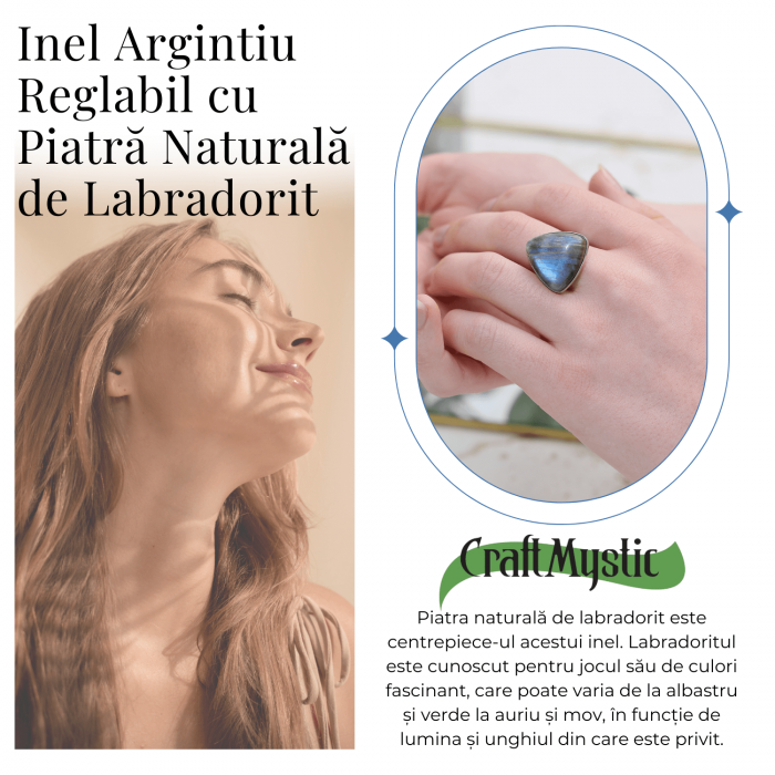Inel ajustabil cu piInel Argintiu Reglabil cu Labradorit - Transformare si Protectie Spiritualaatra naturala cluster Ametist [5]
