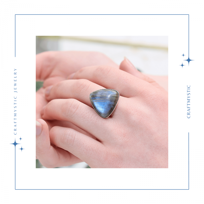 Inel ajustabil cu piInel Argintiu Reglabil cu Labradorit - Transformare si Protectie Spiritualaatra naturala cluster Ametist [3]