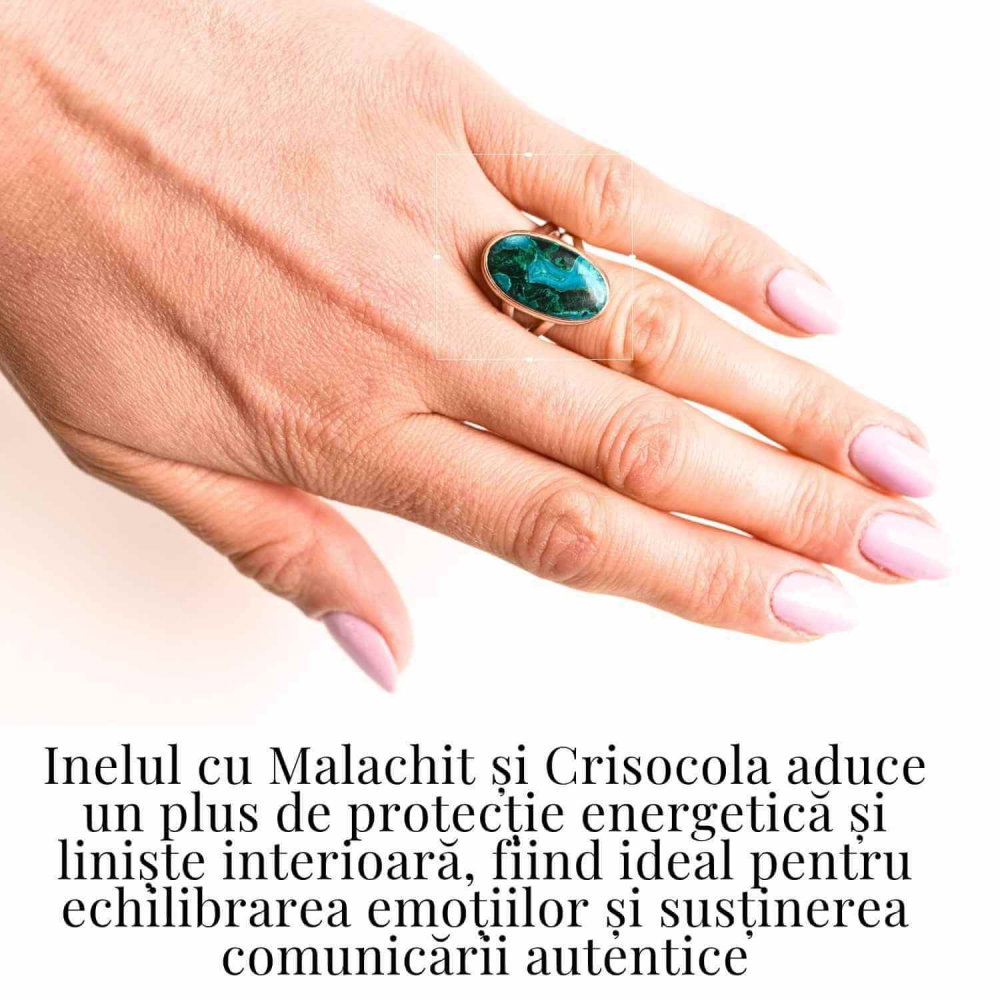 Inel Malachit si Crisocola montura Argint 925 - Protectie si echilibru emotional [7]