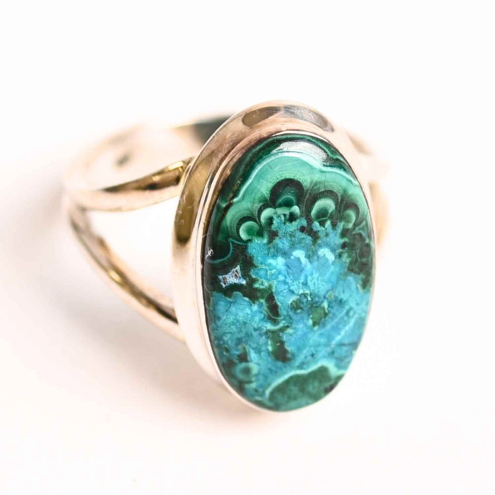 Inel Malachit si Crisocola montura Argint 925 - Protectie si echilibru emotional [9]