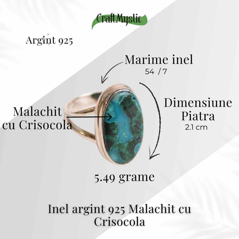 Inel Malachit si Crisocola montura Argint 925 - Protectie si echilibru emotional [8]