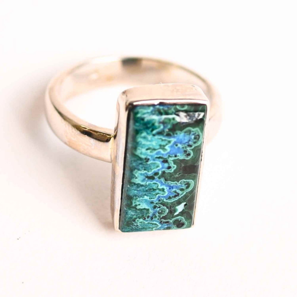 Inel cu Malachit si Crisocola Montura din Argint 925 – Protectie Energetica si Echilibru Emotional, 4.90 gr [1]