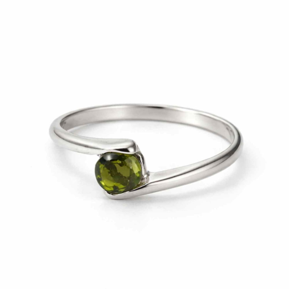 Inel minimalist din Argint 925 rodiat cu Moldavit natural fatetat – claritate, protectie si evolutie interioara [1]