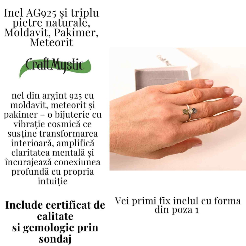 Inel din Argint 925 cu Moldavit, Pakimer si Meteorit - Conexiune si claritate [3]
