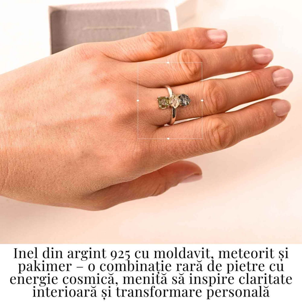 Inel din Argint 925 cu Moldavit, Pakimer si Meteorit - Conexiune si claritate [2]