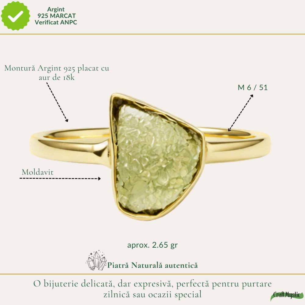 Inel moldavit brut neuniform placat cu aur de 18K , M6/51 – claritate si transformare interioara [4]