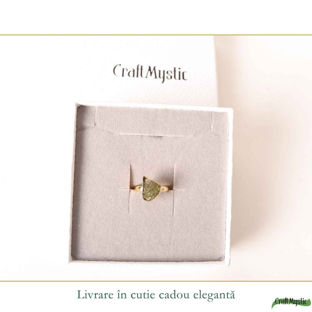 Inel moldavit brut neuniform placat cu aur de 18K , M6/51 – claritate si transformare interioara [6]