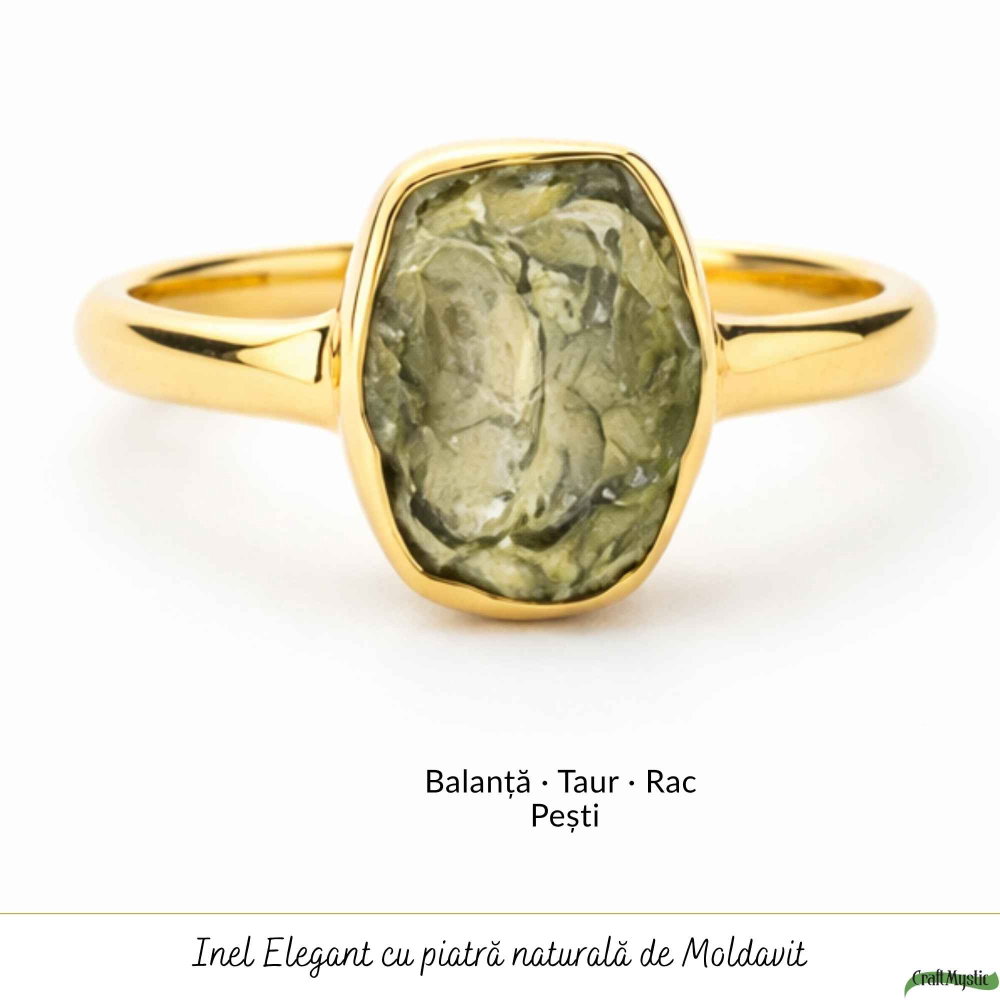 Inel moldavit brut si argint placat cu aur d e18k, M6/51 – transformare si energie autentica [5]