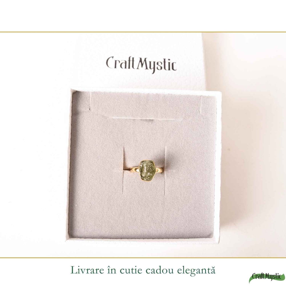 Inel moldavit brut si argint placat cu aur d e18k, M6/51 – transformare si energie autentica [6]