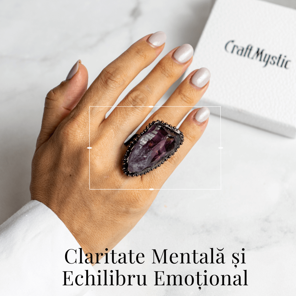 Inel Reglabil Vintage cu Ametist Natural – Claritate si Echilibru [2]