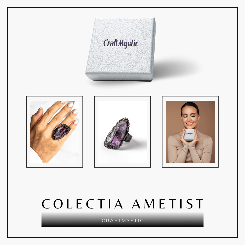 Inel Reglabil Vintage cu Ametist Natural – Claritate si Echilibru [6]