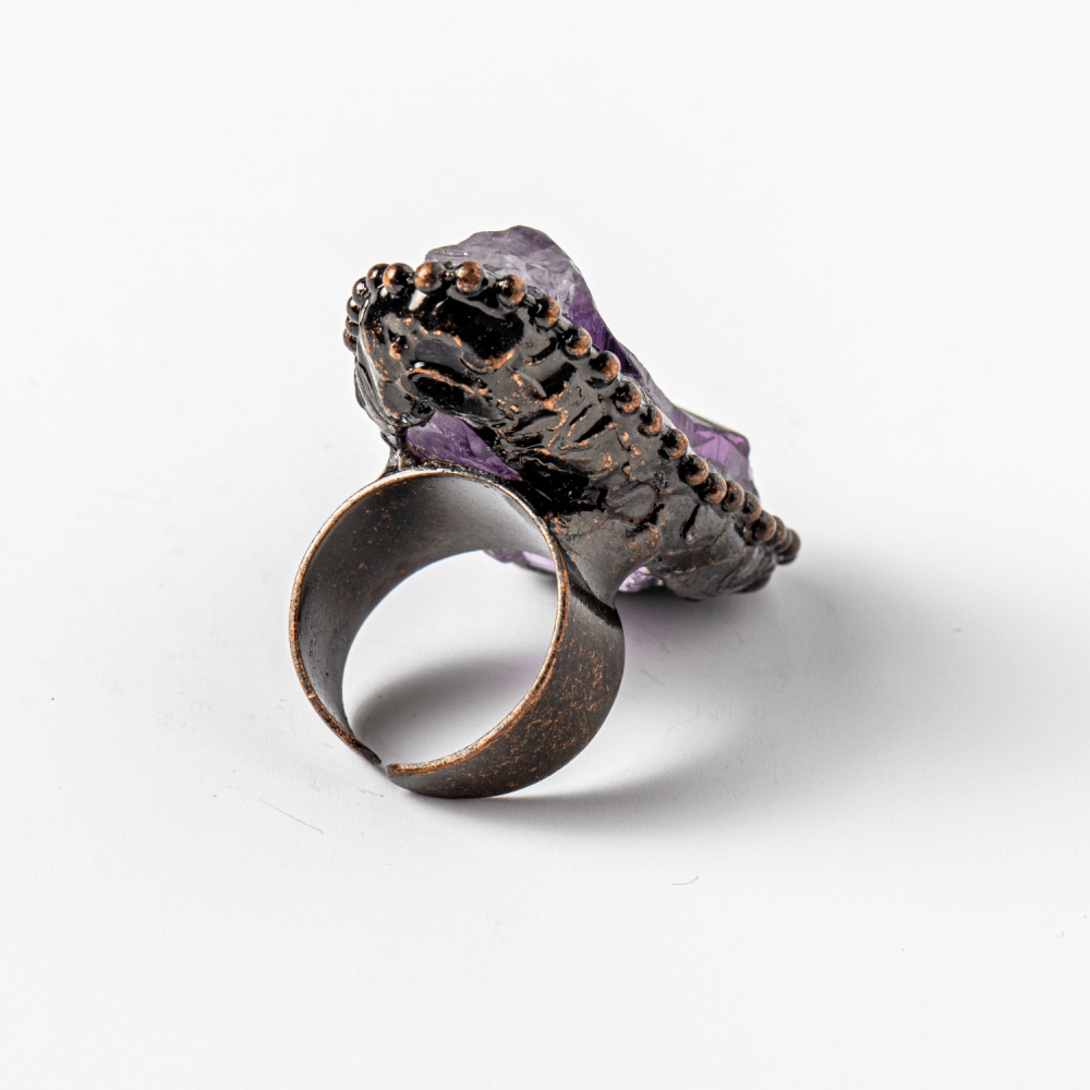 Inel Reglabil Vintage cu Ametist Natural – Claritate si Echilibru [8]