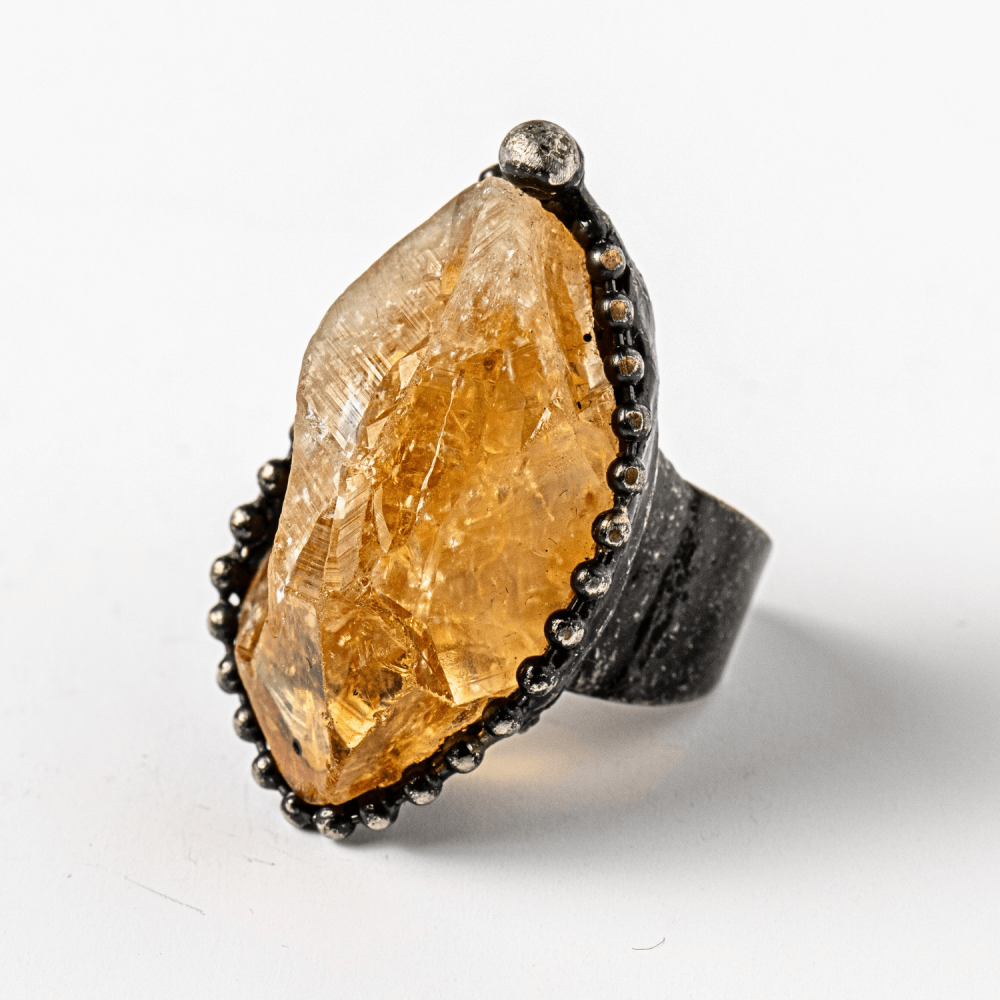 Inel Reglabil Vintage cu Citrin Natural – Abundenta si Energie Pozitiva [1]