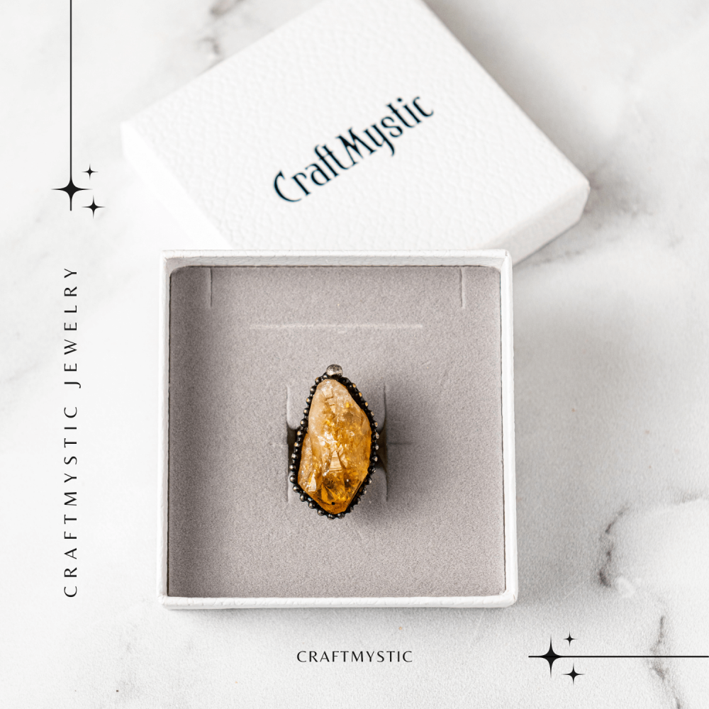 Inel Reglabil Vintage cu Citrin Natural – Abundenta si Energie Pozitiva [5]