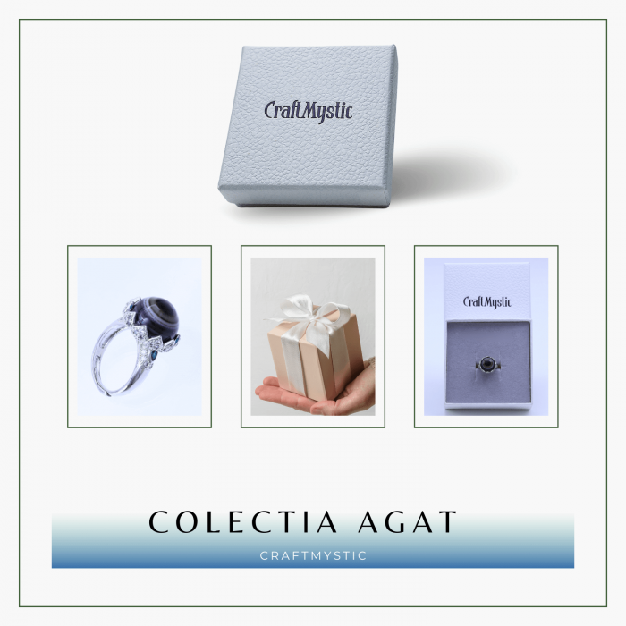 Inel argintiu ajustabil cu Agat natural, pentru echilibru si claritate [8]