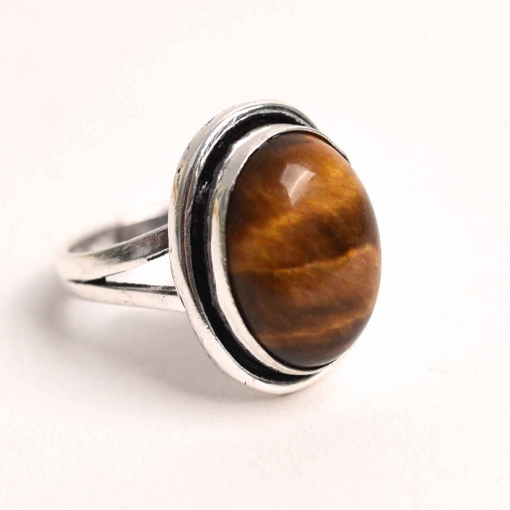 Inel ajustabil argintiu cu Ochi de Tigru – putere si protectie [1]