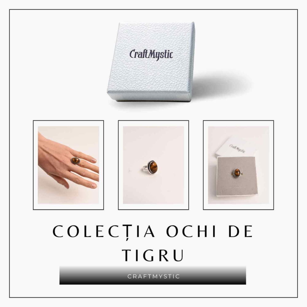 Inel ajustabil argintiu cu Ochi de Tigru – putere si protectie [7]