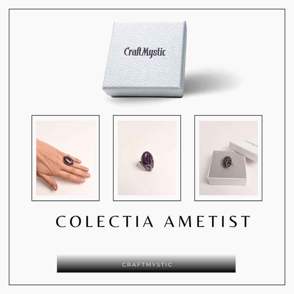 Inel Reglabil cu Ametist si Model Arborele Vietii - Energie si Echilibru [7]