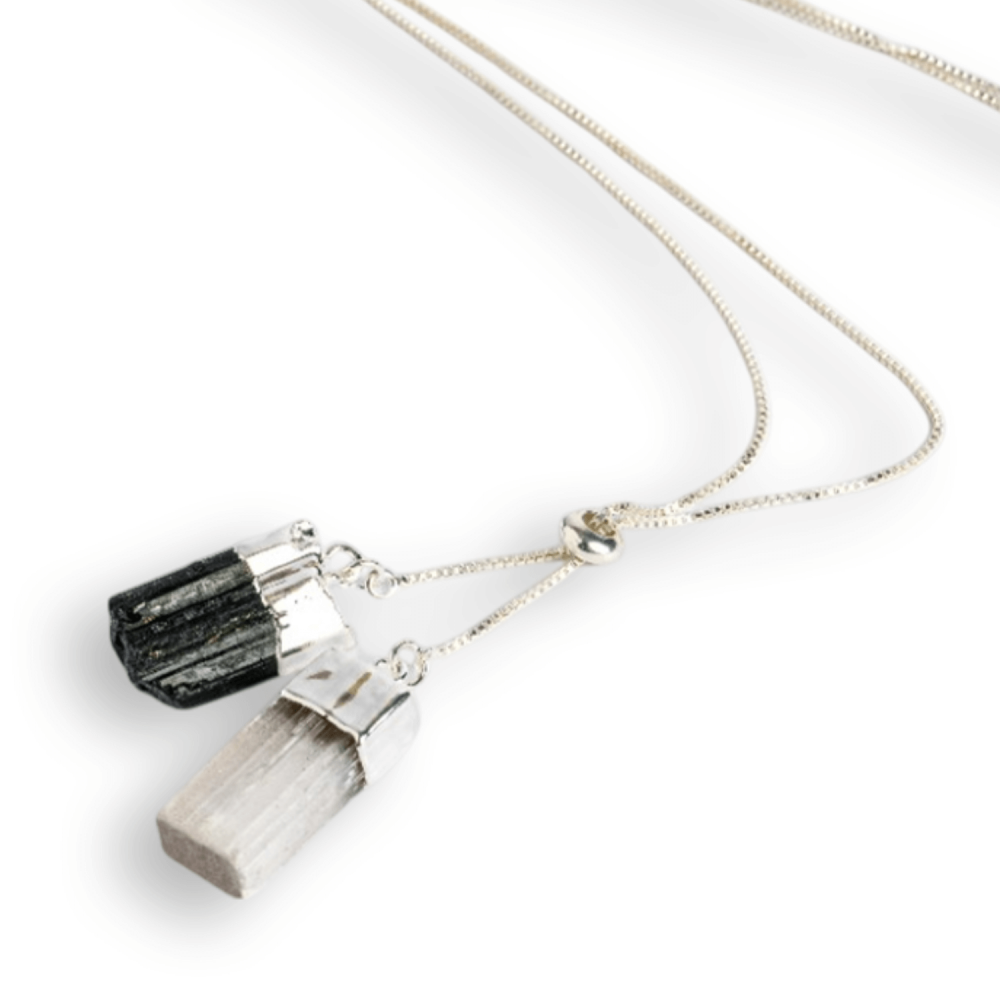 Protectie completa – Colier cu selenit si turmalina neagra pentru energie curata [9]