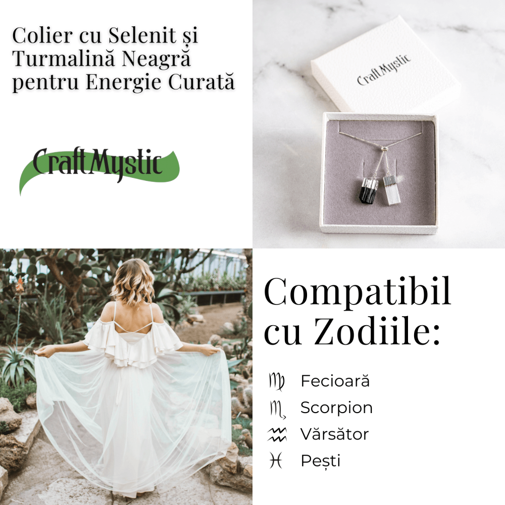Protectie completa – Colier cu selenit si turmalina neagra pentru energie curata [5]